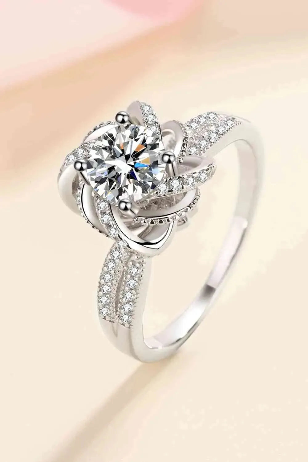 1 Carat Moissanite 925 Sterling Silver Ring Silver Moissanite - Tophatter Daily Deals